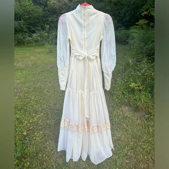 Vintage Jessica McClintock Gunne Sax Maxi  Dress Size XS Boho Prairie Romantic - Picture 3 of 14